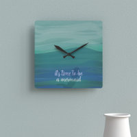 Modern Watercolor Teal Mermaid Clock
