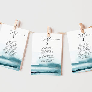 Modern Watercolor   Teal Seating Chart Cards