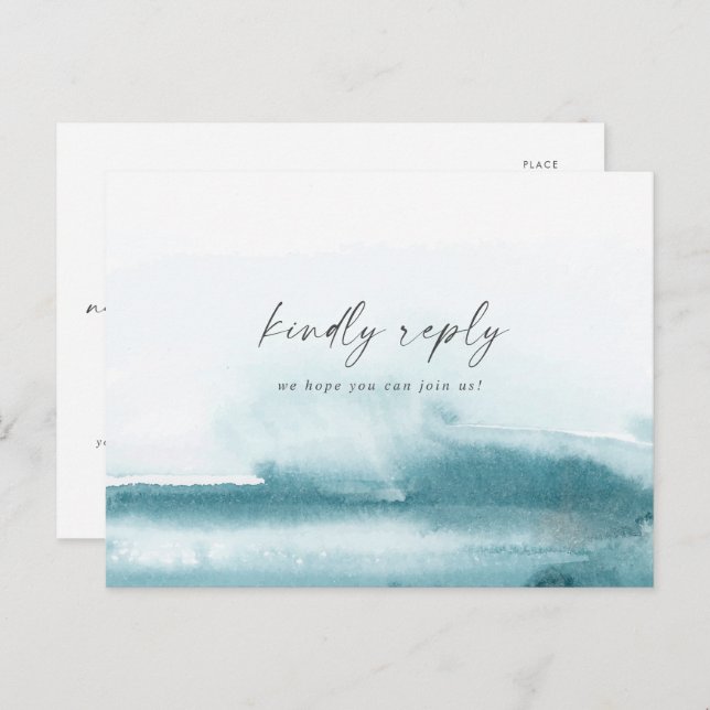 Modern Watercolor | Teal Song Request RSVP Invitation Postcard (Front/Back)