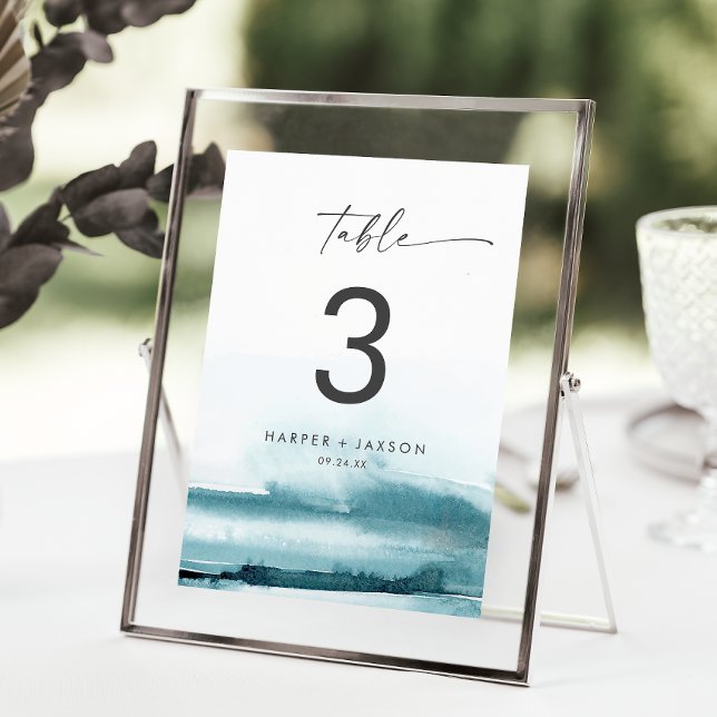Modern Watercolor | Teal Table Number (Creator Uploaded)