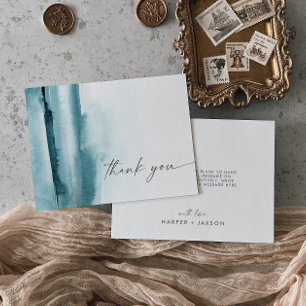 Modern Watercolor Teal Thank You Card