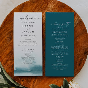 Modern Watercolor   Teal Wedding Program