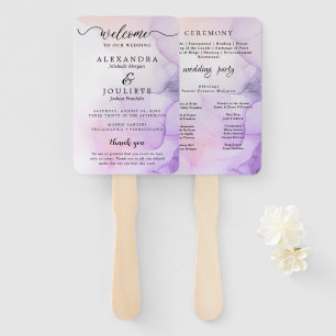 Modern Watercolor Teal Wedding Program Hand Fan