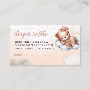 Modern Watercolor teddy bear pink diaper raffle Enclosure Card