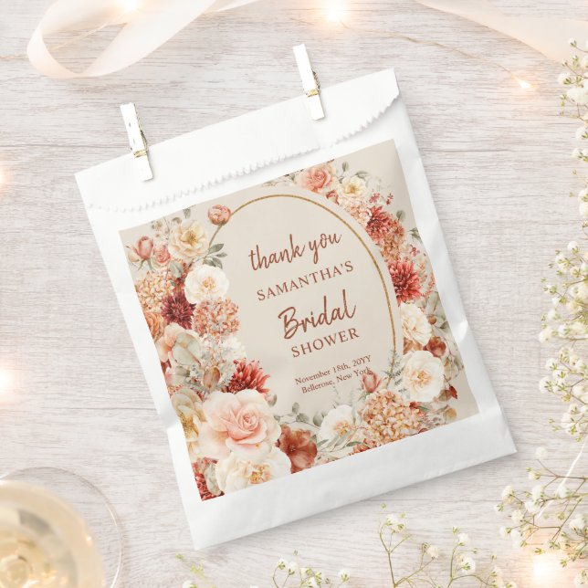 Modern watercolor terracotta burgundy blush floral favour bag (Clipped)