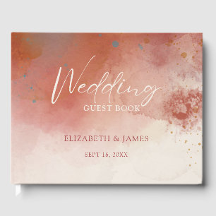 Modern Watercolor Terracotta Desert Boho Wedding Guest Book