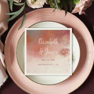Modern Watercolor Terracotta Desert Boho Wedding Napkin