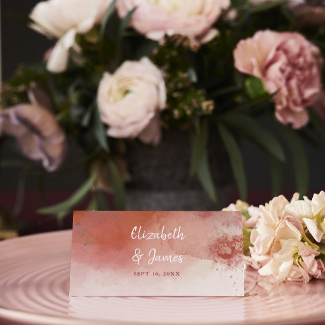 Modern Watercolor Terracotta Wedding Place Card (Creator Uploaded)
