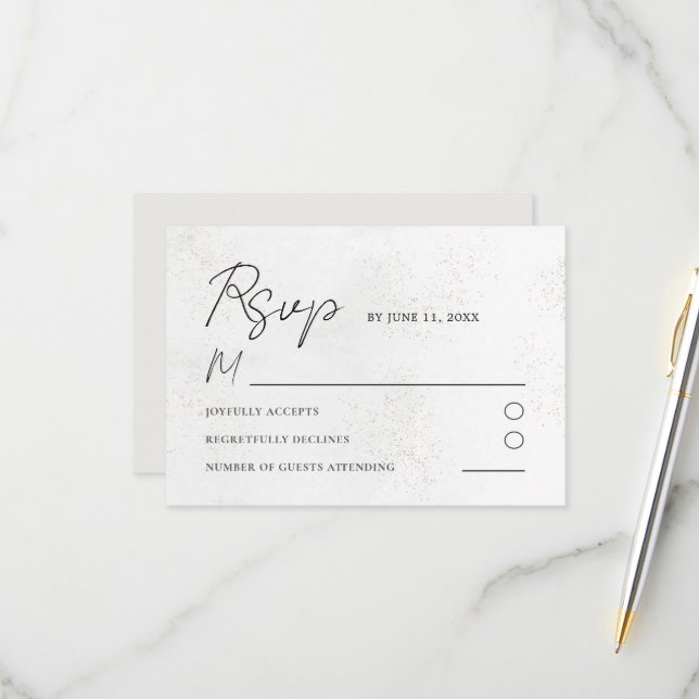 Modern Watercolor texture  Wedding RSVP Card (Front/Back In Situ)