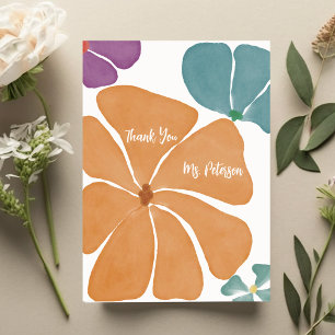 Modern Watercolor Thank You Teacher Card