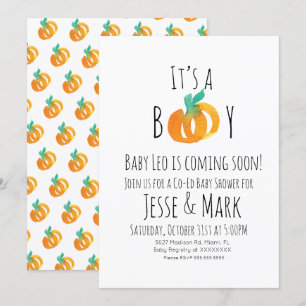 Modern Watercolor Tiny Pumpkins Baby Shower Invitation