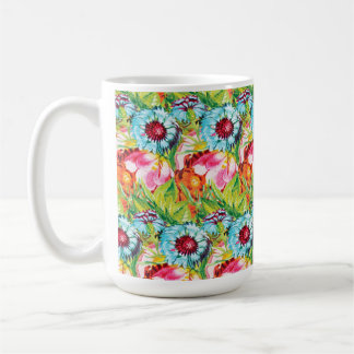 Modern Watercolor Tropical Flowers Seamless Patter Coffee Mug