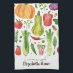 Modern Watercolor Vegetables Veggies Script Name Tea Towel<br><div class="desc">Modern Watercolor Vegetables Veggies From the Kitchen of Elegant Feminine Script Name Kitchen towel</div>