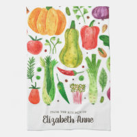 Modern Watercolor Vegetables Veggies Script Name