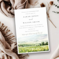 Modern Watercolor Vineyard Landscape Engagement