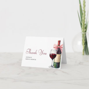 Modern Watercolor Vino Before Vows Bridal Shower Thank You Card