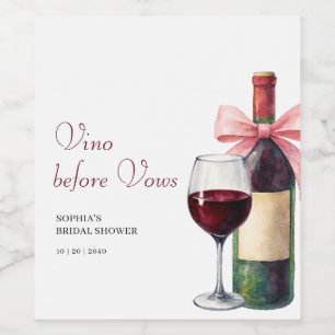 Modern Watercolor Vino Before Vows Bridal Shower Wine Label