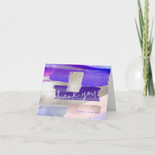 Modern Watercolor, Violet Rose Gold Thank You Card