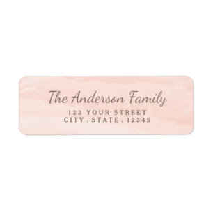 Modern Watercolor Wash   Blush Return Address Label