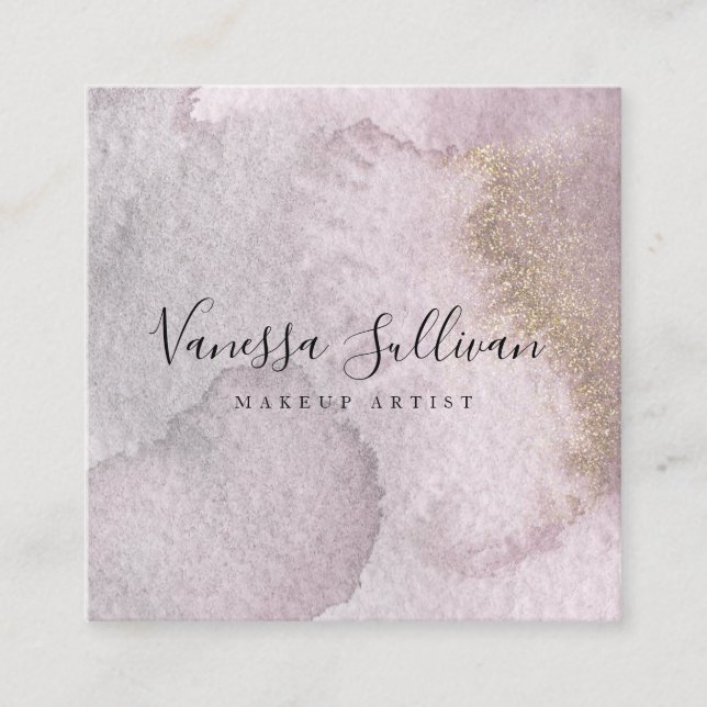 Modern Watercolor Wash Makeup Artist Business Card (Front)