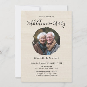 Modern Watercolor Wedding Anniversary Beige Photo  Invitation
