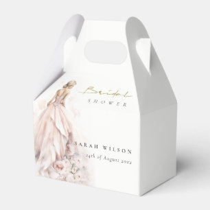 Modern Watercolor Wedding Gown Bridal Shower Favour Box
