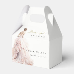 Modern Watercolor Wedding Gown Bridal Shower Favour Box