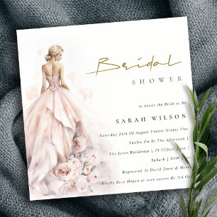 Modern Watercolor Wedding Gown Bridal Shower Invitation