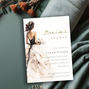 Modern Watercolor Wedding Gown Bridal Shower Invitation