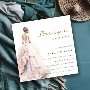 Modern Watercolor Wedding Gown Bridal Shower Invitation