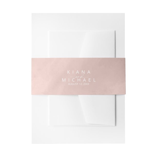 Modern Watercolor Wedding Rose Gold ID816 Invitation Belly Band (Front Example)