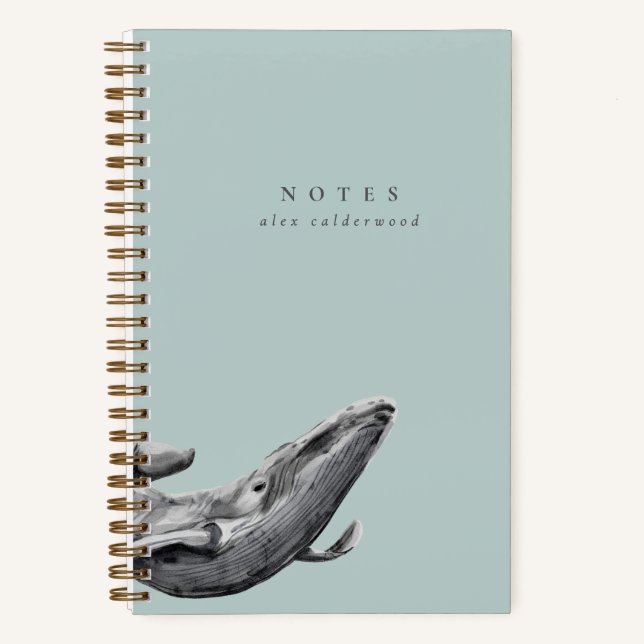 Modern Watercolor Whale Personalised Notebook (Front)