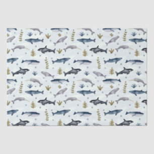 Modern watercolor whale story tissue paper