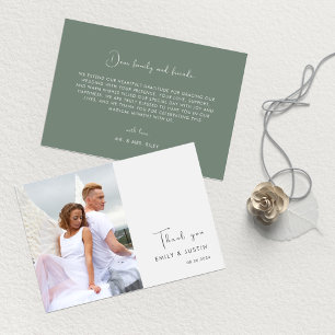 Modern Watercolor White Flowers Wedding Thank You Card