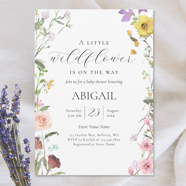 Modern Watercolor Wildflower Floral Baby Shower Invitation (Creator Uploaded)