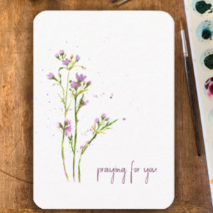 Modern Watercolor Wildflowers Praying For You Card