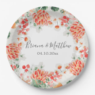Modern Watercolor Wildflowers Trendy Floral Paper Plate