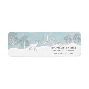 Modern watercolor Winter scene Joy Holiday Return Address Label