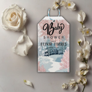 Modern Watercolor Winter Wonderland Baby Shower Gift Tags