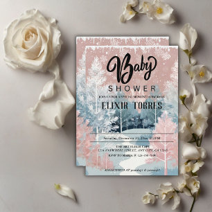 Modern Watercolor Winter Wonderland Baby Shower Invitation