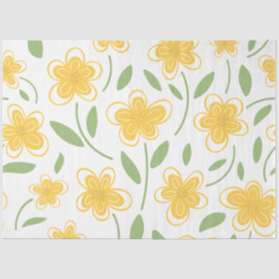 Modern Watercolor Yellow Floral Botanical Flowers  Tissue Paper