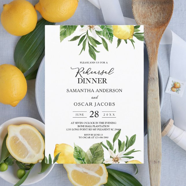 Modern Watercolor Yellow Lemons & Leaf  Invitation (Creator Uploaded)