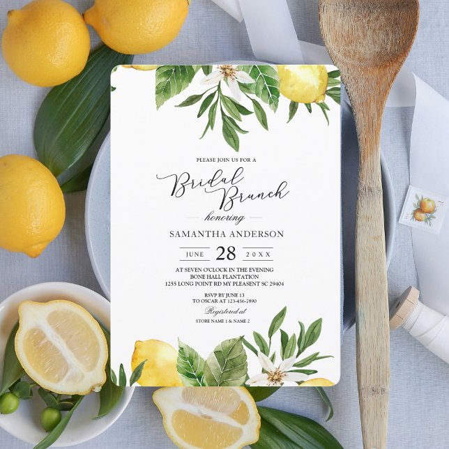 Modern Watercolor Yellow Lemons & Leaf  Invitation (Creator Uploaded)