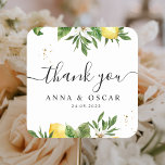Modern Watercolor Yellow Lemons & Leaf  Square Sticker<br><div class="desc">Modern Watercolor Yellow Lemons & Leaf</div>
