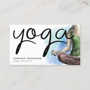 Modern Watercolor Yoga Instructor Business Card