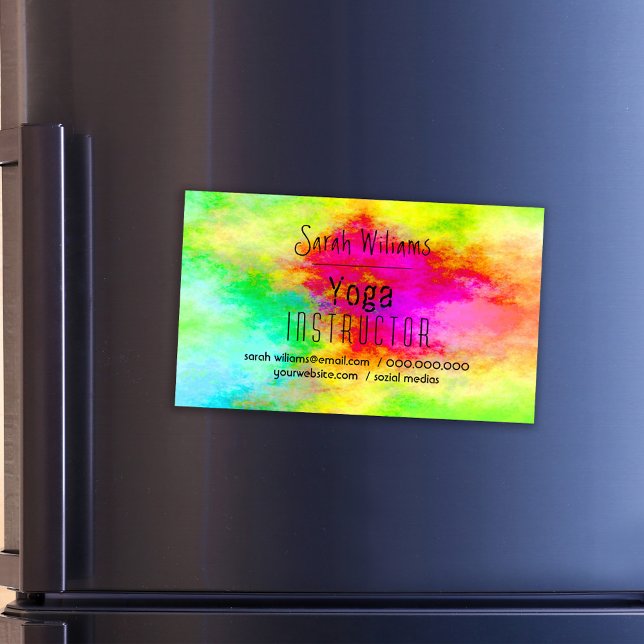 Modern Watercolor Yoga Magnetic Business Card (Creator Uploaded)