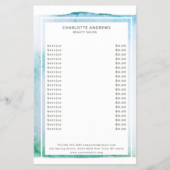 Modern Watercolour Abstrakt Weiß Blau Flyer (Front)