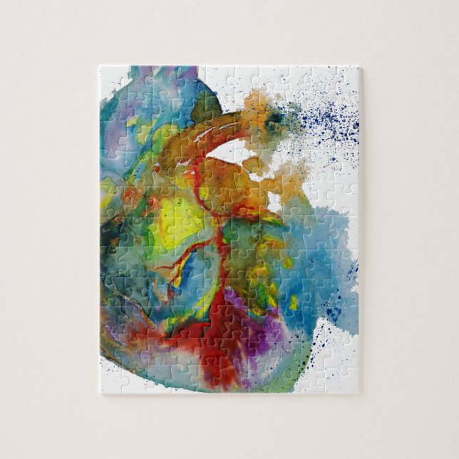 Modern Watercolour Anatomical Heart Jigsaw Puzzle (Vertical)