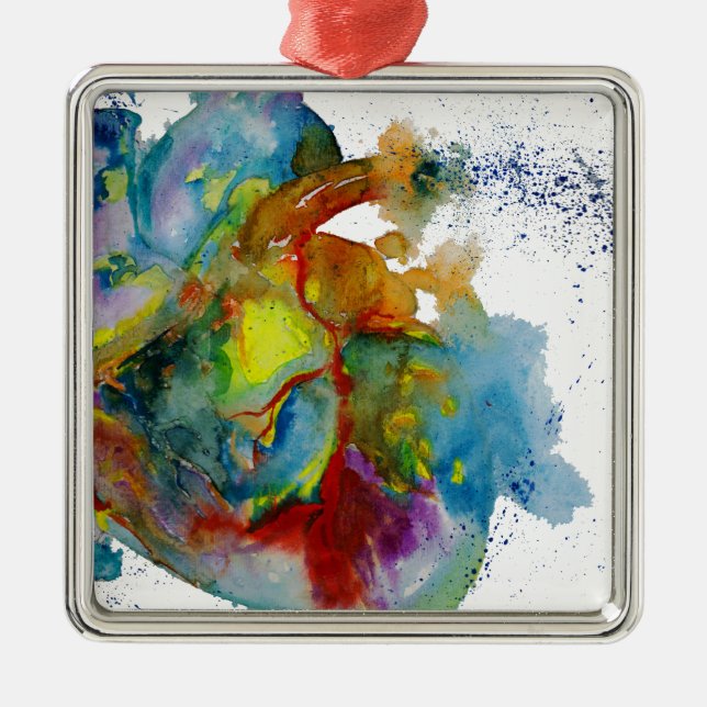 Modern Watercolour Anatomical Heart Metal Tree Decoration (Front)