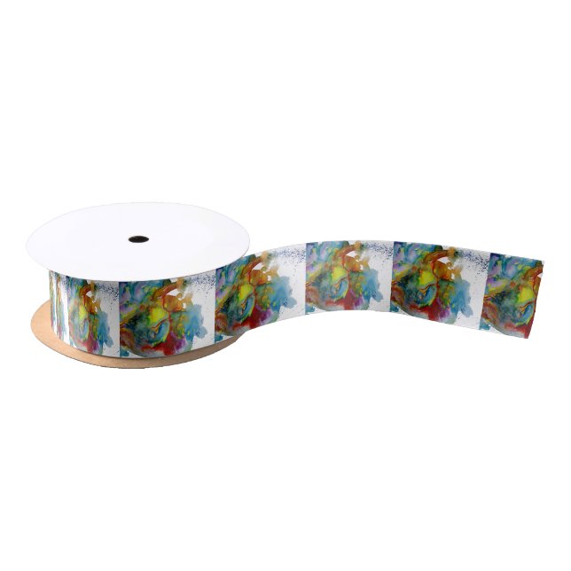 Modern Watercolour Anatomical Heart Satin Ribbon (Spool)